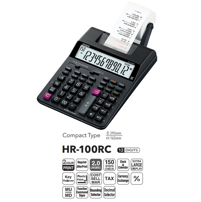 CASIO HR-100RC 出紙計數機 (雙色12位)