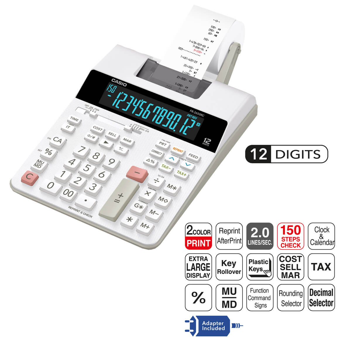CASIO FR-2650RC 出紙計數機 (雙色12位)