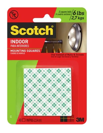 3M SCOTCH 111 強力雙面海綿膠貼(1" X 1") 16片裝