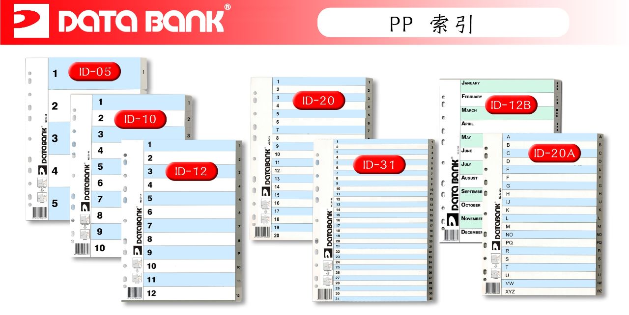 DATA BANK ID-20A (A-Z) 胶质 INDEX DIVIDER
