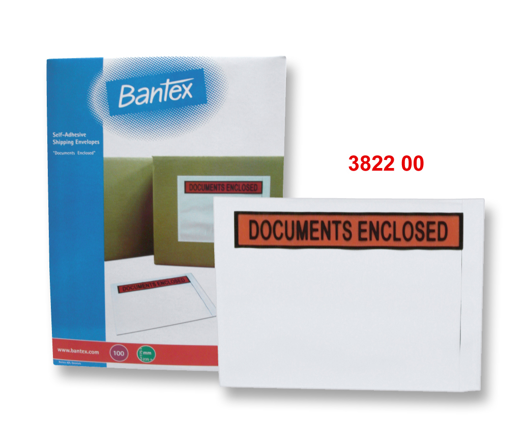 BANTEX 3822 A5 航運信封(DOCUMENTS ENCLOSED) 100個/盒