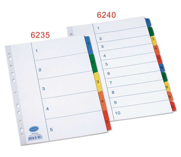 BANTEX 6235 A4 紙質顏色裱膠 <1-5> 索引分類頁