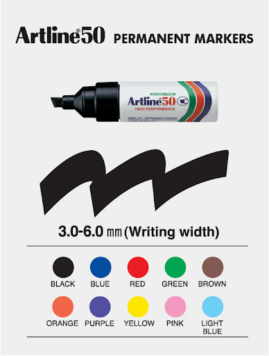 ARTLINE EK-50 短身箱头筆 / 方咀 3.0MM-6.0MM