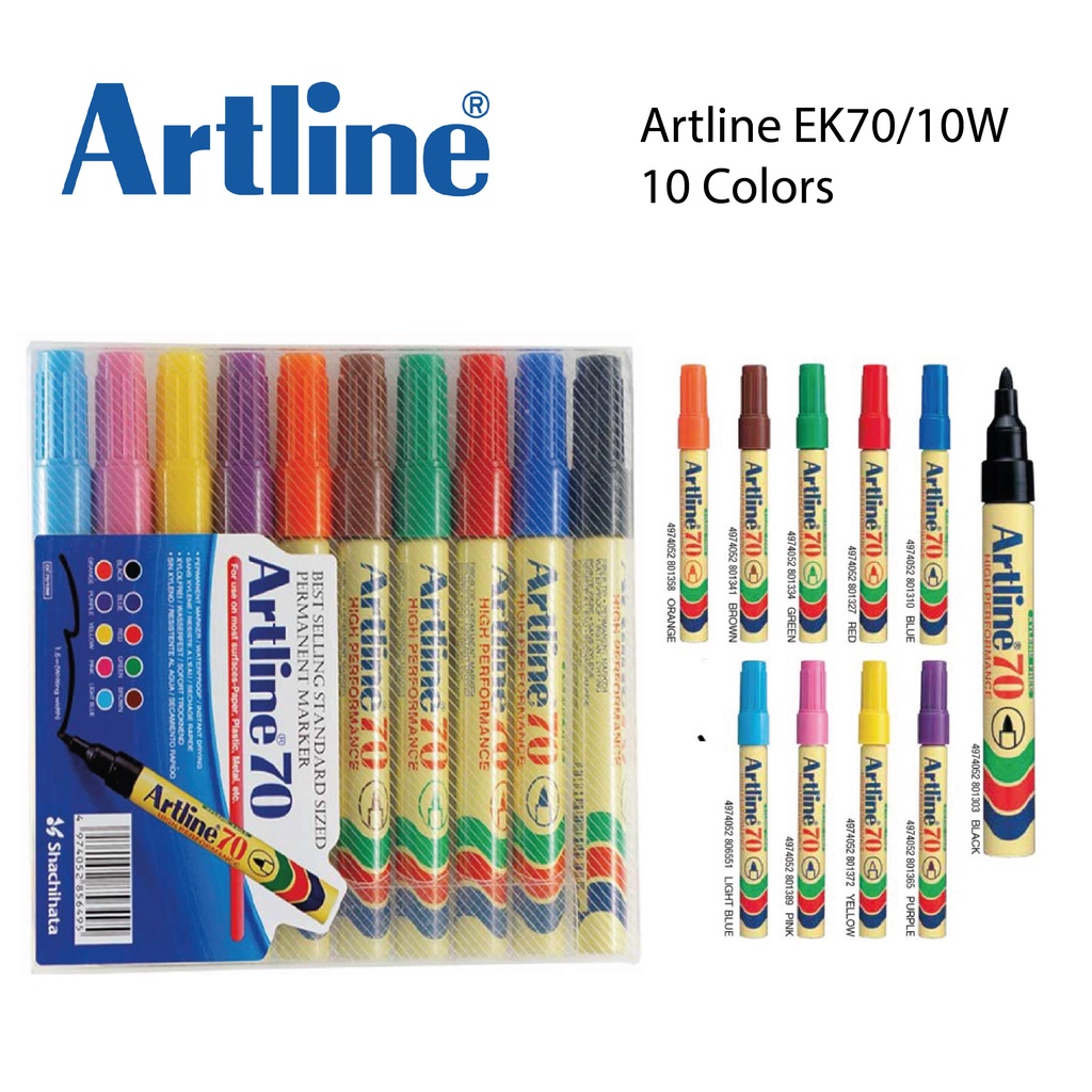 ARTLINE EK-70/10W (圓咀) 10色箱頭筆