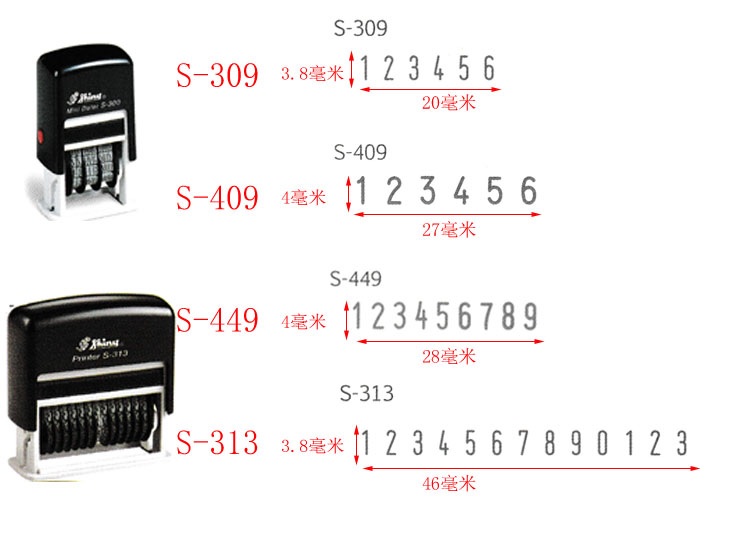 SHINY S-313 免印台數字印 (13位, 字高3MM)