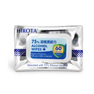 HIROTA 75% 酒精濕紙巾 15 X 18 CM (60片/包)