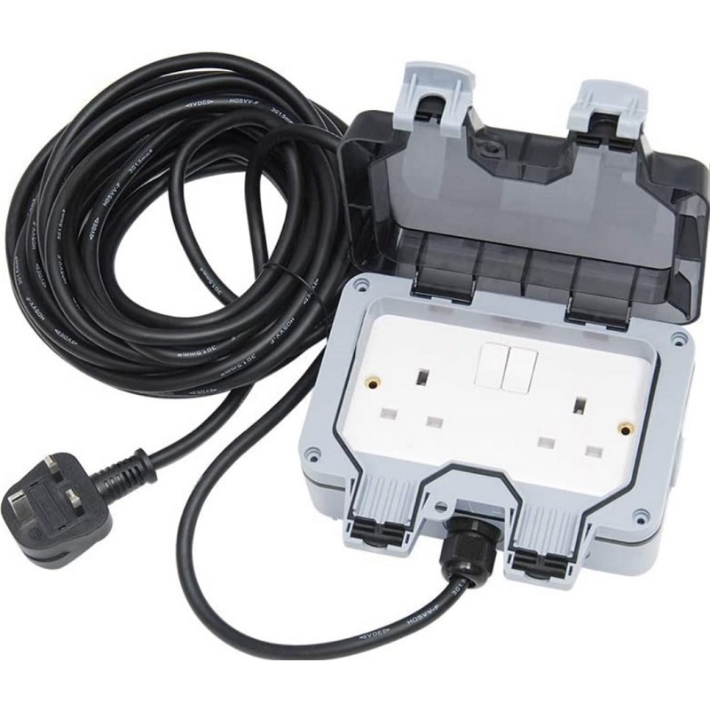PMS IP66 2位13A獨立開關防水插座 / 3 x 1.5MM x 10M CABLE / PB2213A-10M