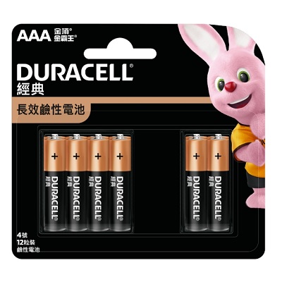 DURACELL 金霸王 AAA 鹼性電池 8+4=12粒