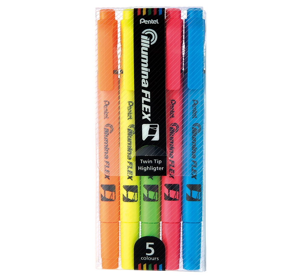 PENTEL SLW11-5 雙頭螢光筆 <5色套裝>