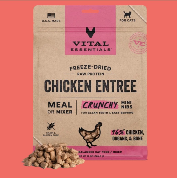 VITAL ESSENTIALS 冻乾肉粒鸡肉配方主食粮 (貓用) (8 oz /12 oz)