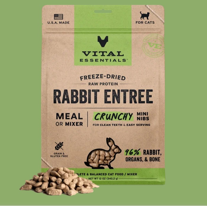 VITAL ESSENTIALS 冻乾肉粒兔肉配方主食粮 (貓用) (8 oz /12 oz)