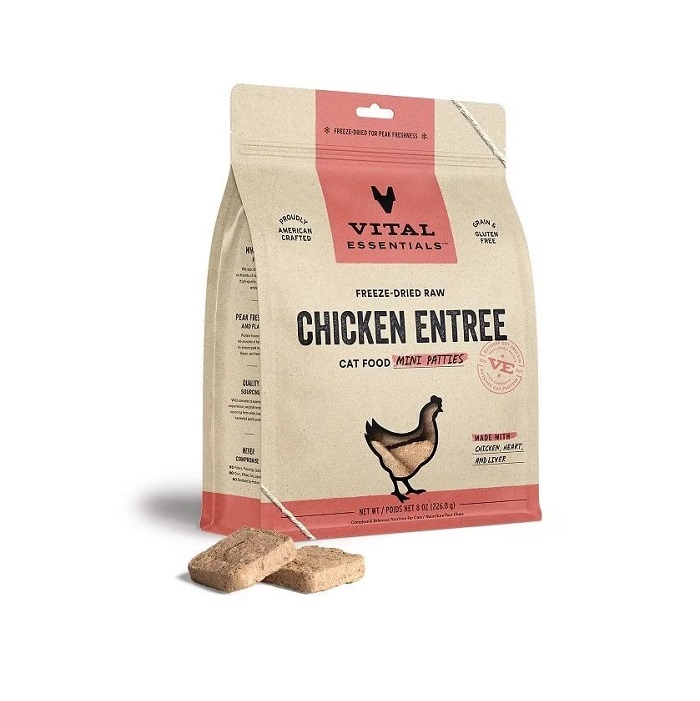 VITAL ESSENTIALS 冻乾肉饼鸡肉配方主食粮 (貓用)  (3.75 oz /8 oz )