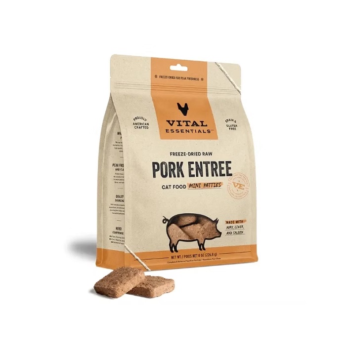VITAL ESSENTIALS 冻乾肉饼猪肉配方主食粮 (貓用) (3.75 oz /8 oz /15 oz)