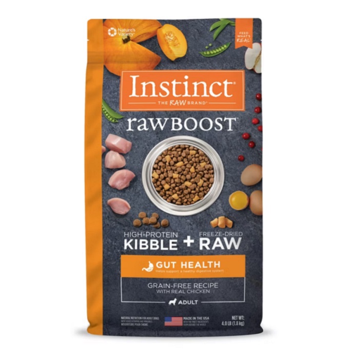 INSTINCT RAW BOOST生肉無穀物腸道健康犬用主糧 (4 lbs/18 lbs)