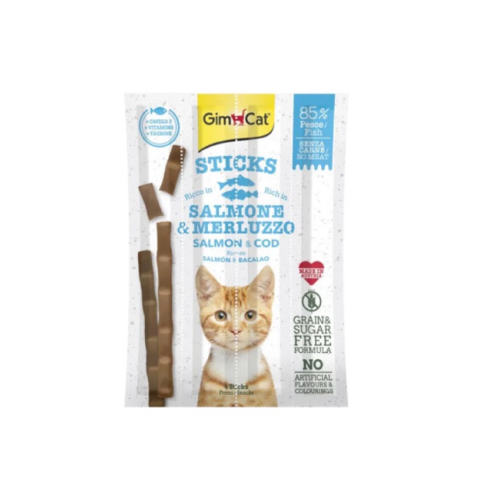 GIMBORN GIMCAT SALMON AND TROUT FLAVORED CAT MEAT STICKS 4pcs